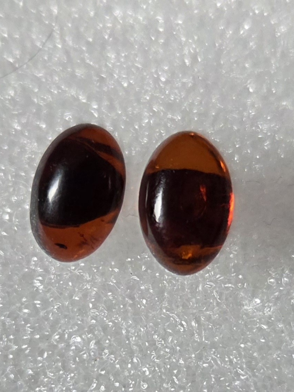 Pair of Oval Amber  -Earrings Rich Cognac Hue